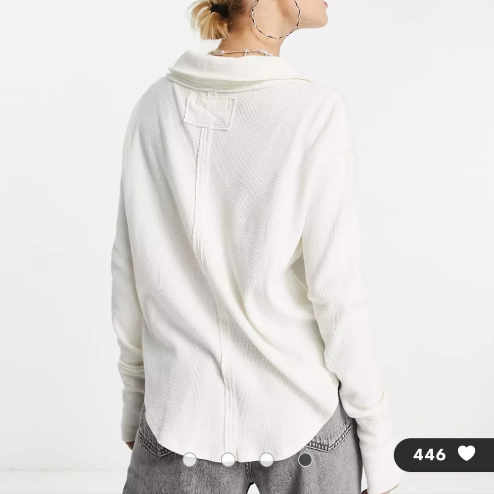 Free People Collared Split Neck Top - Picture 7 of 16